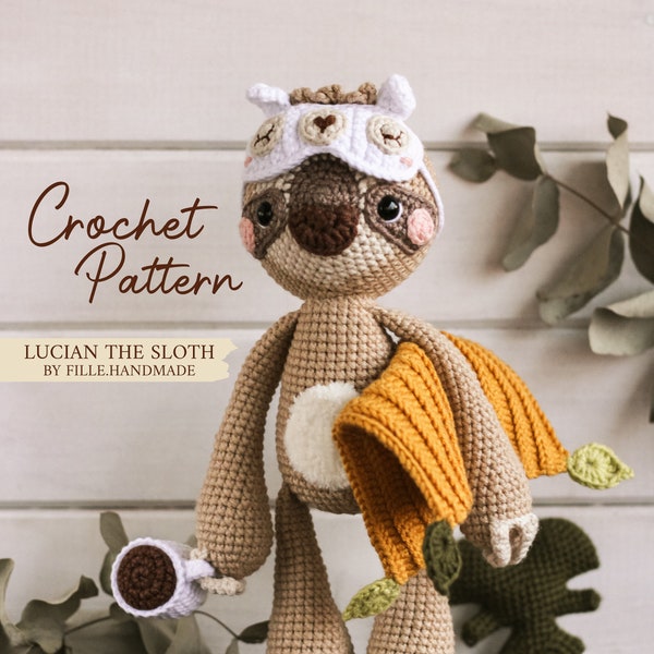 PATTERN | English | French | Polish | Lucian the Sloth by FILLE.handmade | Amigurumi, Crochet Pattern | PDF File |