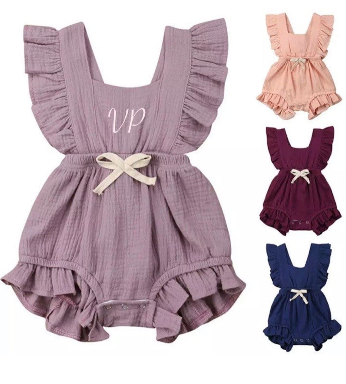 Personalised baby girl frilly romper Etsy
