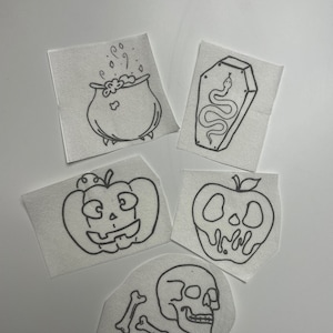 Spooky Stitches hand embroidery pattern, peel and stick embroidery paper, trendy embroidery design for clothes