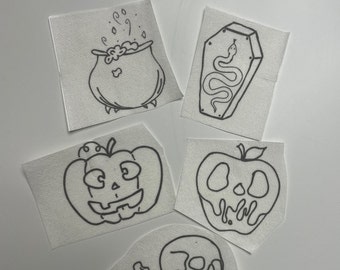 Spooky Stitches hand embroidery pattern, peel and stick embroidery paper, trendy embroidery design for clothes