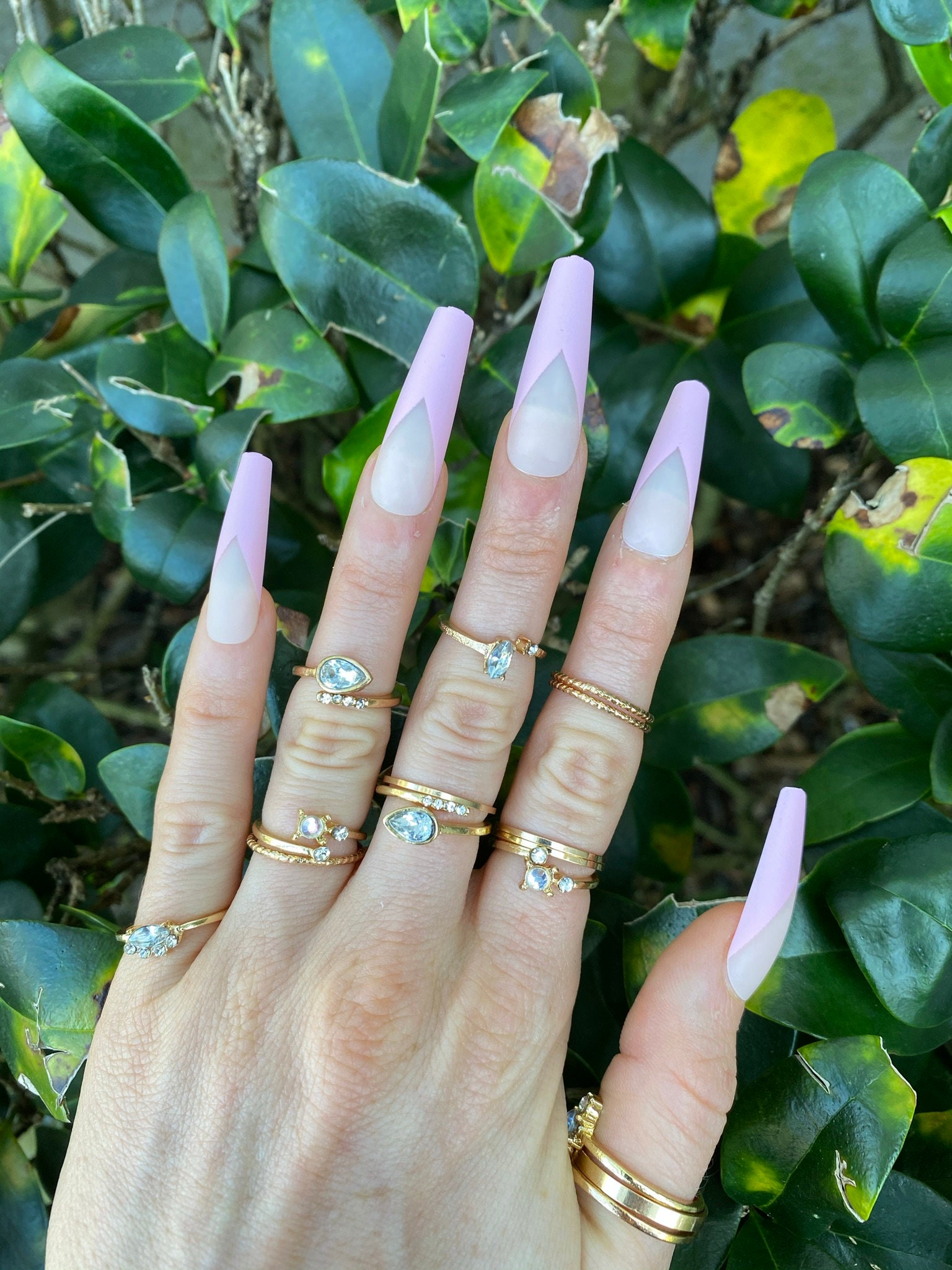 Long Fake Nails VCut Stick on Nails VTip Nails Coffin Etsy