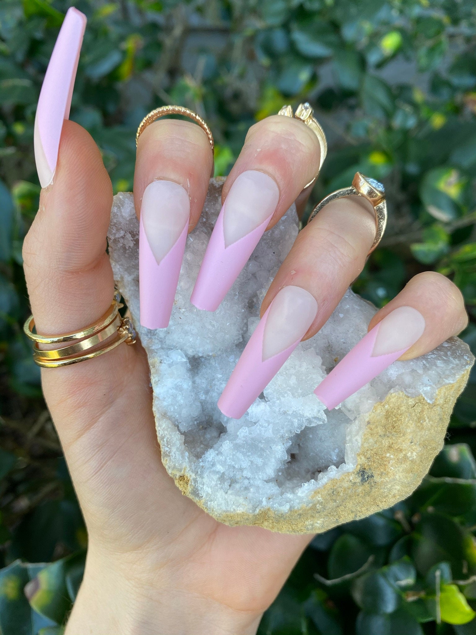 Long Fake Nails VCut Stick on Nails VTip Nails Coffin Etsy