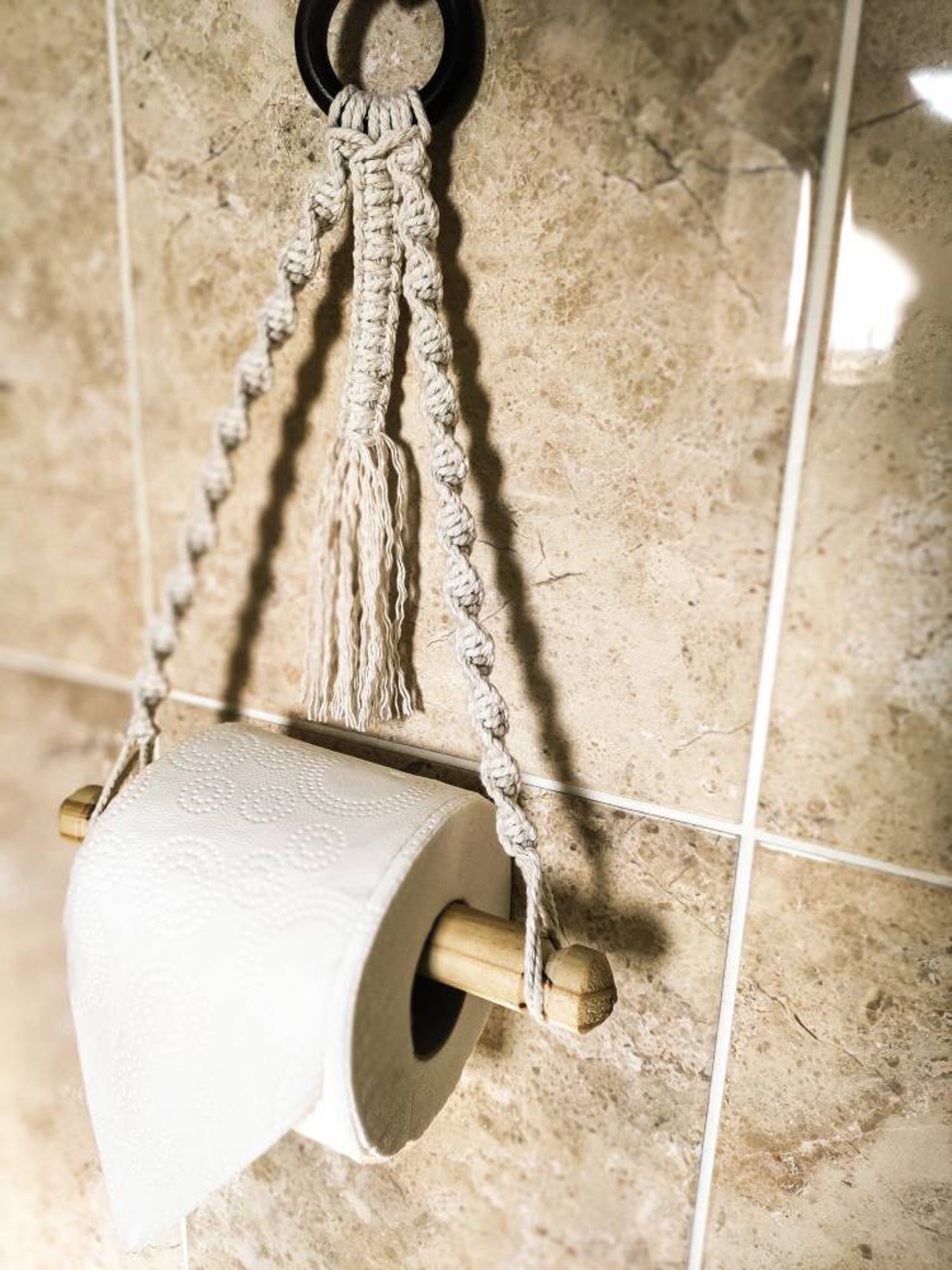Macrame toilet paper holder. Boho decor for your bathroom. Etsy