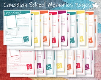 Kinder Andenken Box Kanadische druckbare Schule Memory File Ordner oder Album Insert Pages