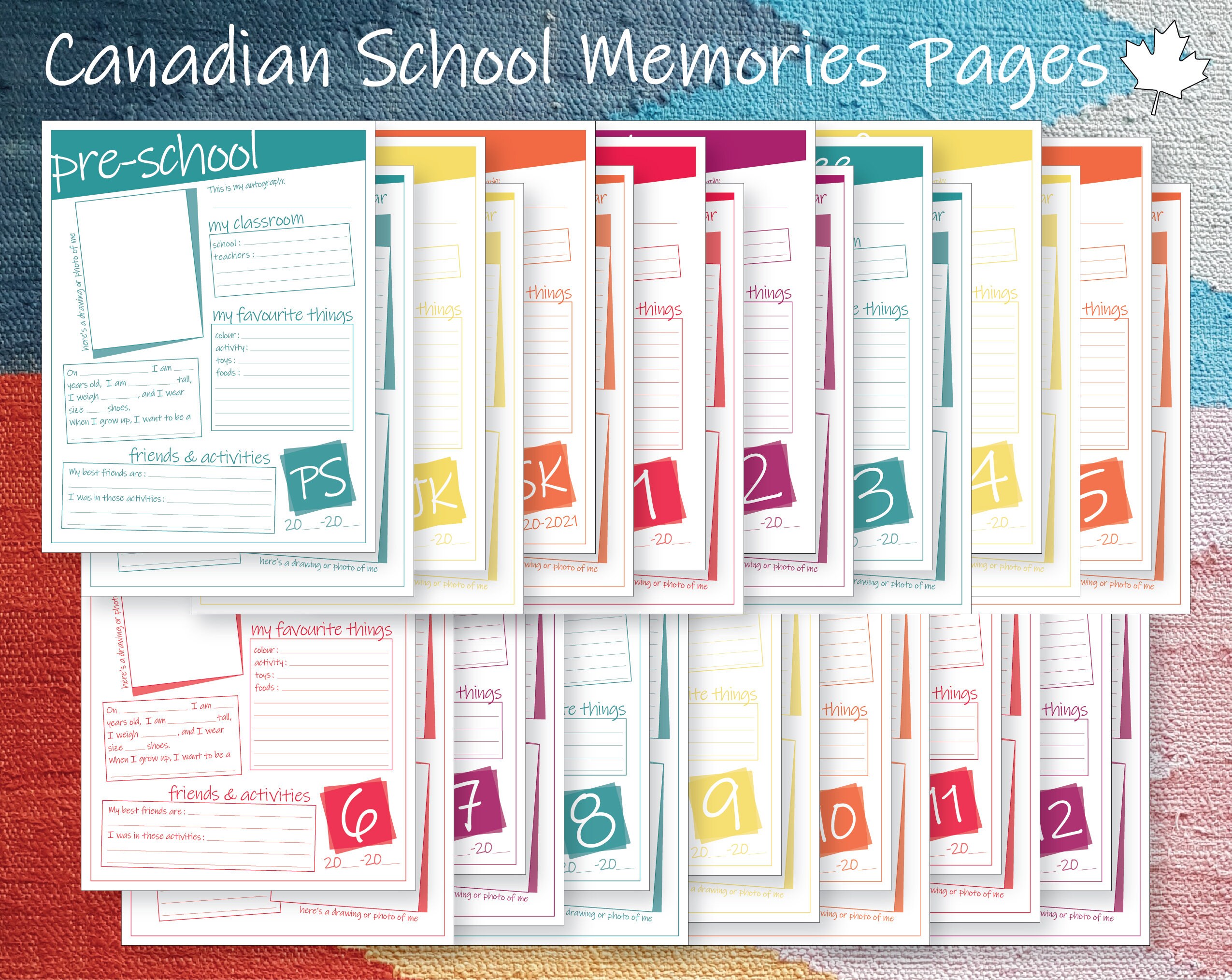 Kids Keepsake Box Canadian Printable School Memory File Folder or Album ...