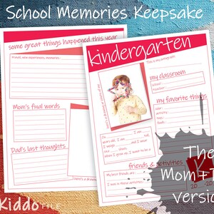 Milestone Tote School Memories Printable Keepsake File Insert Pages Mom + Dad - US Version Original
