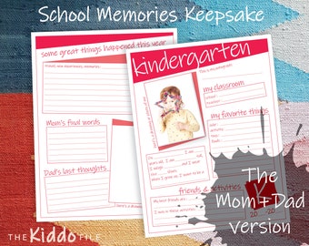 Meilenstein Tote School Memories Printable Andenken Datei Einfügen Seiten Mom + Dad - US Version Original