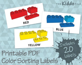 Building Brick Labels to Sort, Organize and Store - Set of 20 Labels with Pictures - Digital Download