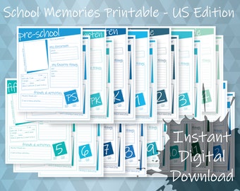 Schul Erinnerungsbuch zum Ausdrucken - US Noten, Erinnerungsdatei (digitaler Download)