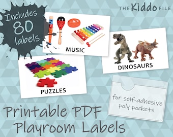 Kinder Spielzimmer Etiketten zum Organisieren von Spielzeug Druckbare Digital Download - Set von 80, große Größe