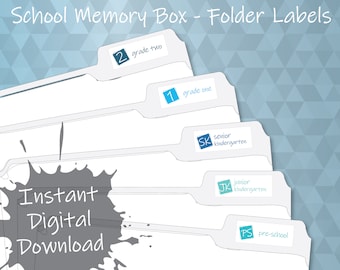 School Years Ordner Etiketten zum Einreichen von Kinderandenken - Meilenstein Tote - Kanadische + US Versionen - The Blues