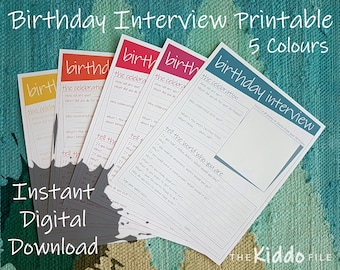 Kindergeburtstag-Interview | Erinnerungsfragebogen, 5-farbig (PDF)