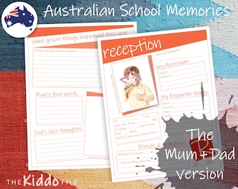 Australische Meilenstein Tote School Memories Printable Andenken Datei Einfügen Seiten Mama + Papa