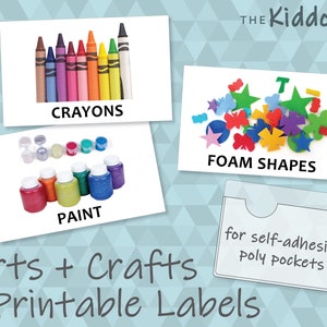 Printable Kids Arts & Crafts Labels for Organizing - Digital Download Visual Labels with Pictures - Set of 24