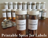 Spice Jar Labels Printable 1.5" square, Minimalist Organized Kitchen Digital Download
