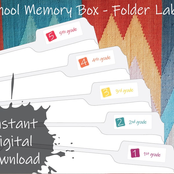 Milestone Tote School Years File Folder Labels for Kid's Keepsakes and Memorabilia Box - Original
