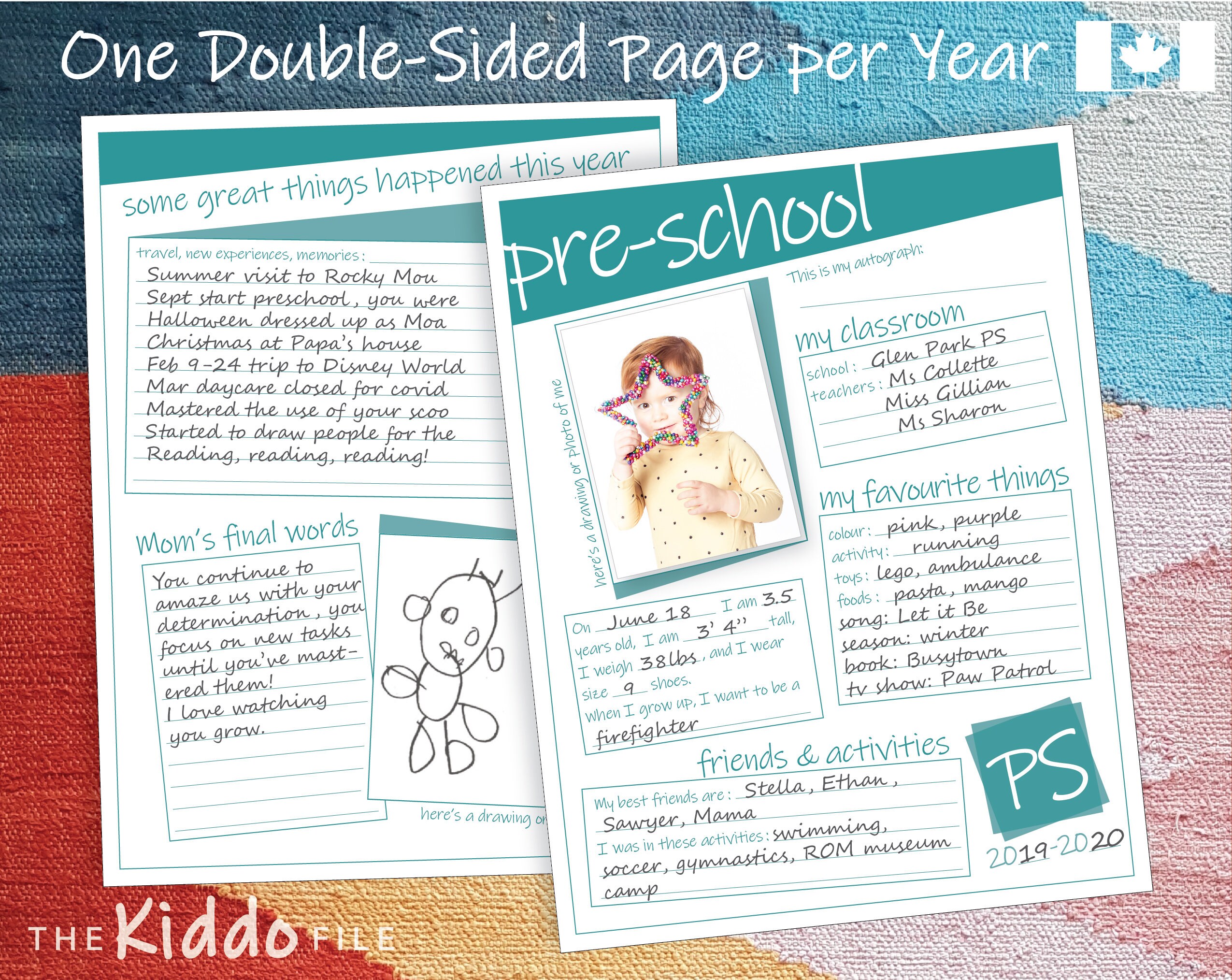 Kids Keepsake Box Canadian Printable School Memory File Folder or Album ...