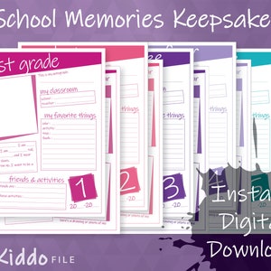 Yearly School Memories Printable Keepsake File Folder Insert Pages Memory Album - US Version Power Fem
