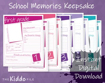 Schulerinnerungen ausdrucken - Kiddo Datei Ordnereinlagen (US Version, digitaler Download)