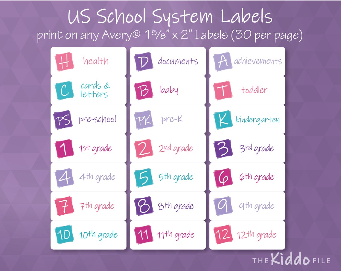 School Years Folder Labels for Filing Kids Keepsakes and Etsy