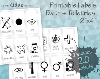 Bad & Toilettenartikel Etiketten, 2x4-Zoll-Aufkleber (digitaler Download)