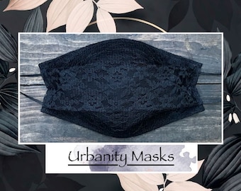 Svart 0n svart spets ansiktsmask