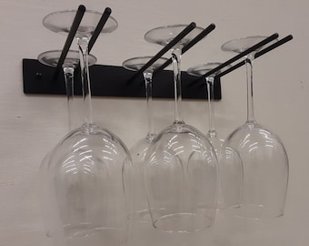 Black Metal Wine Glass Holder Holds Two Wine or Champagne Glasses, Wall  Mounted - Etsy