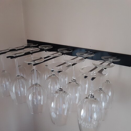 Metal Wine Glass Rack Holds 15 Glasses Wall Mounted Etsy