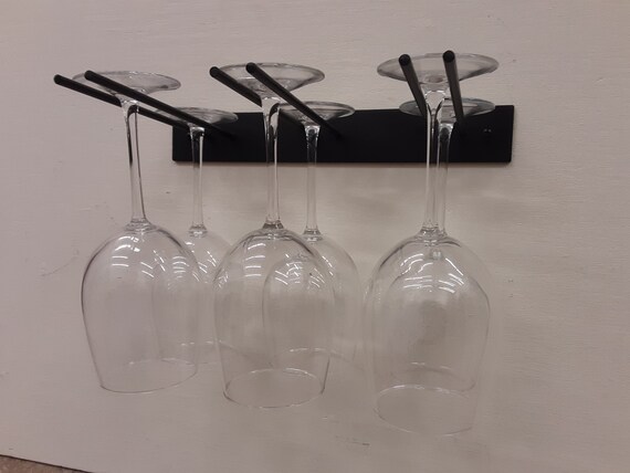 Metal Wine Glass Rack Will Holds 6 Large Glasses Wall Mounted Etsy Australia