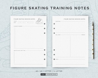 Figure Skating Session Notes · Figure Skating Notepad Sheets · A5 & Half Letter · PDF Printable