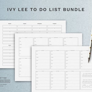 Minimalist Ivy Lee To Do List · Ivy Lee Method -inspired productivity work sheets · A4 & Letter · Printable PDF