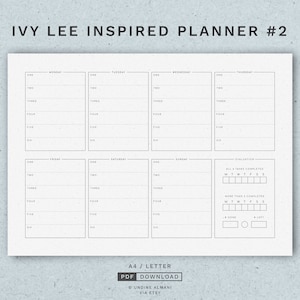 Ivy Lee Method Worksheet · Ivy Lee-inspired productivity planner · A4 & Letter · Printable PDF