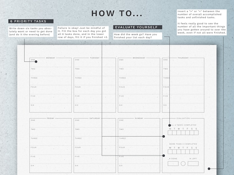 Minimalist Ivy Lee To Do List Ivy Lee Method inspired productivity work sheets A4 & Letter Printable PDF Bild 3