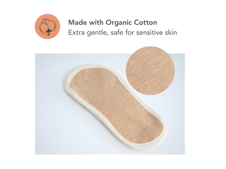 Organic Cotton Reusable Panty Liners, Postpartum Pads, Floral Print (3 Count) image 3