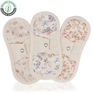Wiederverwendbare Slipeinlagen Menstruations, Bio-Baumwolle - Postpartum unverzichtbar, Stoff Slipeinlagen, waschbar, weich und dünn, auslaufsicher (3 Count)