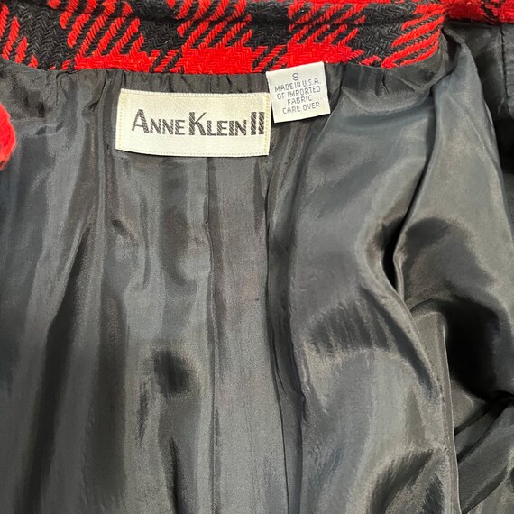 Vintage Anne Klein Black & Red Plaid Crop Jacket - image 3