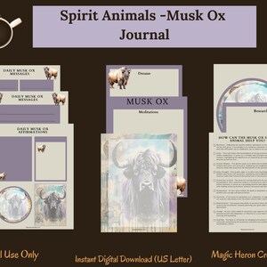 SPIRIT ANIMAL Musk Ox, Animal Guide Totem Meanings, Spirit Companion, Spirit Companionship, Printable Journal Prompts and Cards image 2