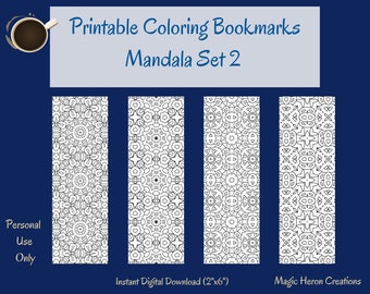 Mandala Color Your Own Bookmarks, Mandala Bookmark, Bookmark Meditation Coloring, Coloring Bookmark PDf, Bookworm Gifts, Printable, Set #2