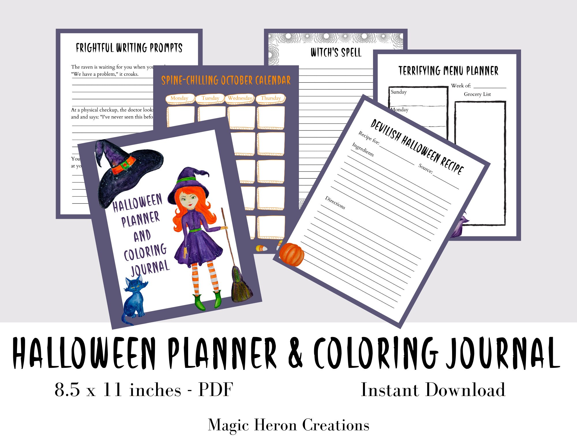 Halloween / Samhain Planner &amp; Coloring Journal, Printable Holiday ...