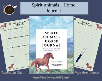SPIRIT ANIMAL Horse, Animal Guide Totem Meanings, Spirit Companion, Spirit Companionship, Printable Journal Prompts and Cards
