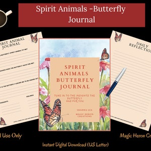 MARIPOSA ANIMAL ESPÍRITU, Significados del tótem de la guía animal, Compañero espiritual, Compañía espiritual, Tarjetas y indicaciones de diarios imprimibles