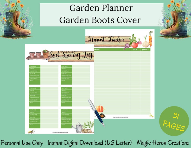 Printable Garden Planner Bundle, Garden Journal, Homestead Garden, Plant Profile, Seed Starting, Planting Guide, Garden Layout, Organizer image 5