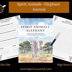 ELEFANTE ANIMAL ESPÍRITU, Significados del tótem de la guía animal, Compañero espiritual, Compañía espiritual, Tarjetas y indicaciones de diarios imprimibles