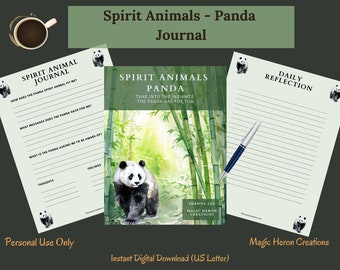 SPIRIT ANIMAL Panda, Animal Guide Totem Meanings, Spirit Companion, Spirit Companionship, Printable Journal Prompts and Cards