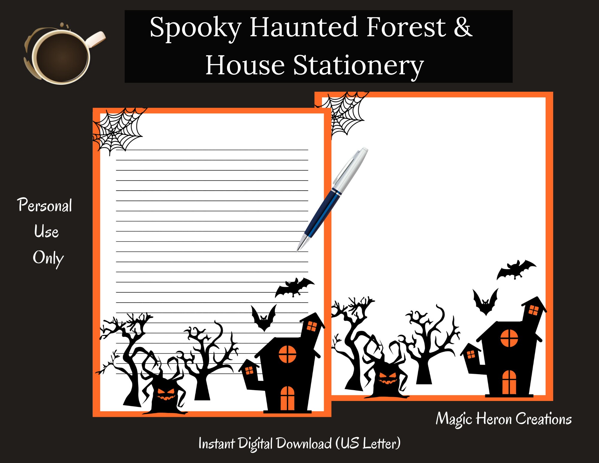 Halloween Spooky Haunted Forest and House Stationery Writing Paper ...