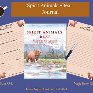OSO ANIMAL ESPÍRITU, Significados del tótem de la guía animal, Compañero espiritual, Compañía espiritual, Tarjetas y indicaciones del diario imprimibles