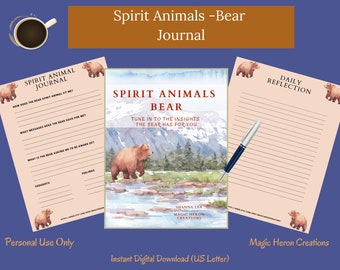 SPIRIT ANIMAL BEAR, Animal Guide Totem Meanings, Spirit Companion, Spirit Companionship, Printable Journal Prompts and Cards