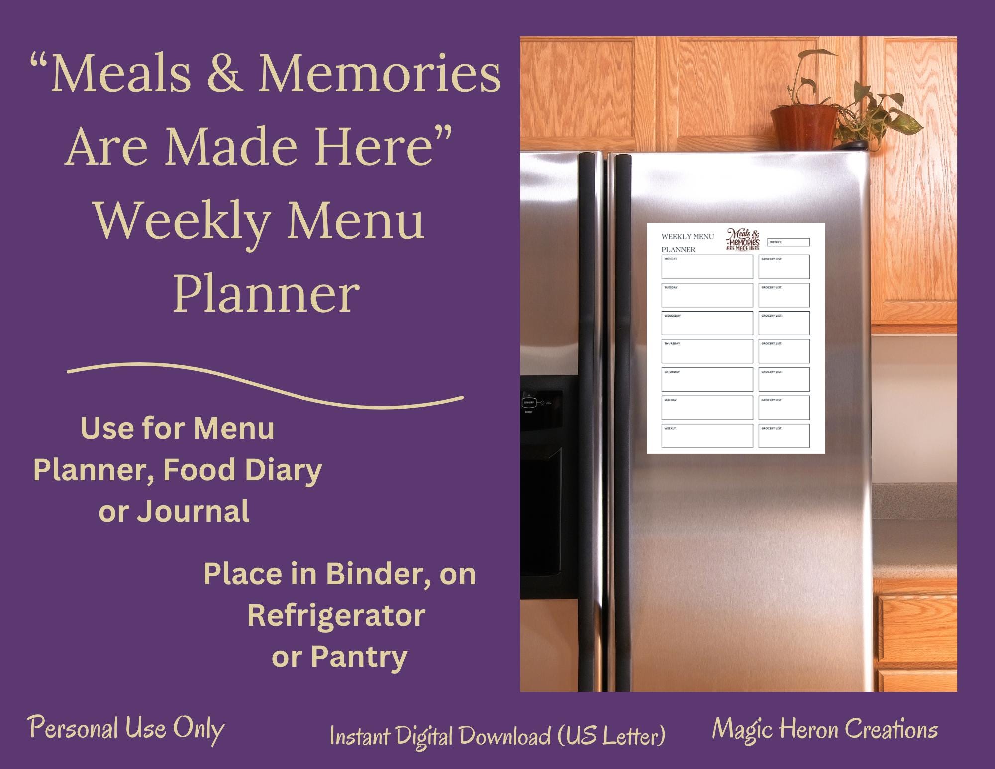 Printable Weekly Dinner Menu Planner 