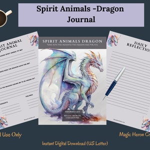DRAGÓN ANIMAL ESPÍRITU, Significados del tótem de la guía animal, Compañero espiritual, Compañía espiritual, Tarjetas y indicaciones de diarios imprimibles