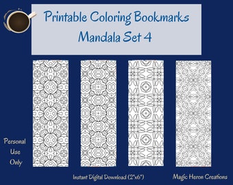 Mandala Color Your Own Bookmarks, Mandala Bookmark, Bookmark Meditation Coloring, Coloring Bookmark PDf, Bookworm Gifts, Printable, Set #4